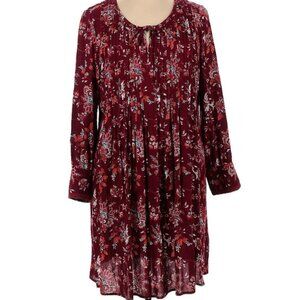 Sahalie Red Paisley & Floral Dress, Size Large, Like New Condition, Long Sleeve